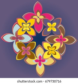 New simple colored geometric flower wreath pattern.