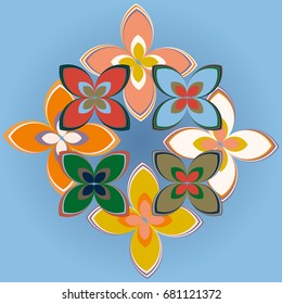 New simple colored geometric flower wreath pattern.