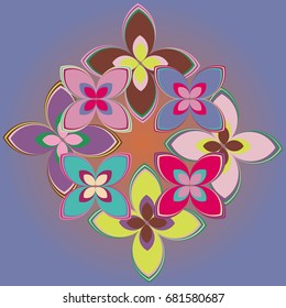 New simple colored geometric flower wreath pattern.