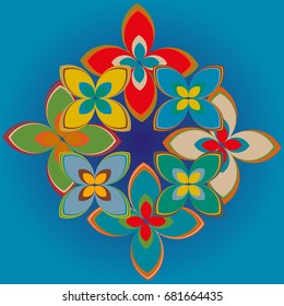 New simple colored geometric flower wreath pattern.