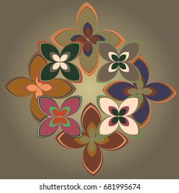 New simple colored geometric flower wreath pattern.