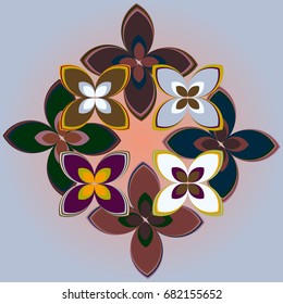 New simple colored geometric flower wreath pattern.