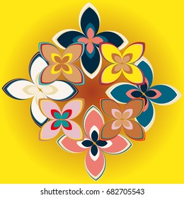 New simple colored geometric flower wreath pattern.