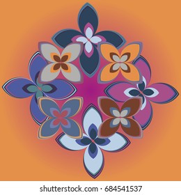 New simple colored geometric flower wreath pattern.