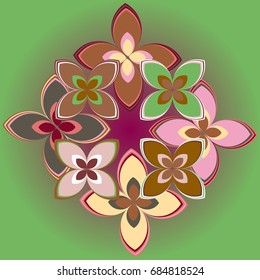 New simple colored geometric flower wreath pattern.