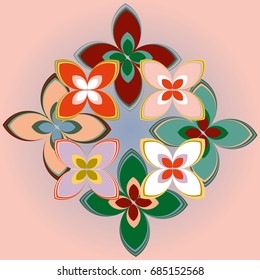 New simple colored geometric flower wreath pattern.