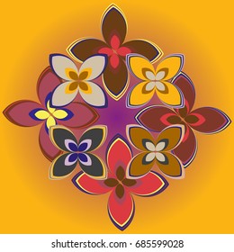 New simple colored geometric flower wreath pattern.