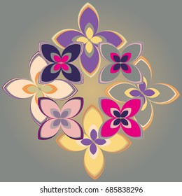 New simple colored geometric flower wreath pattern.