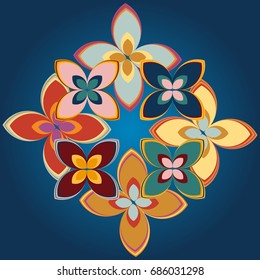 New simple colored geometric flower wreath pattern.