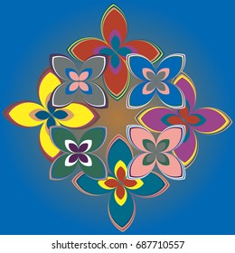 New simple colored geometric flower wreath pattern.