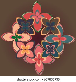 New simple colored geometric flower wreath pattern.