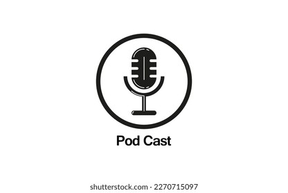 
New simple and elegant Pod cast logo inside colored circle black and white silhouette suitable for talk show logo design or exclusive interview on social media and chat platforms svg