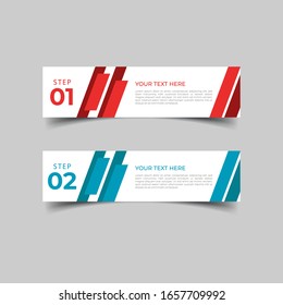 New simple infographics template design. Informational business concept with 2 options, steps, or processes. Abstract geometric design for workflow layout, diagram, website, annual report in red blue.