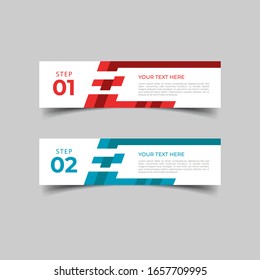 New simple infographics template design. Informational business concept with 2 options, steps, or processes. Abstract geometric design for workflow layout, diagram, website, annual report in red blue.