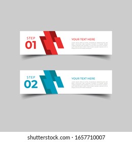 New simple infographics template design. Informational business concept with 2 options, steps, or processes. Abstract geometric design for workflow layout, diagram, website, annual report in red blue.