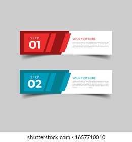 New simple infographics template design. Informational business concept with 2 options, steps, or processes. Abstract geometric design for workflow layout, diagram, website, annual report in red blue.