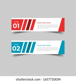 New simple infographics template design. Informational business concept with 2 options, steps, or processes. Abstract geometric design for workflow layout, diagram, website, annual report in red blue.