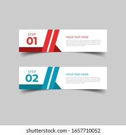 New simple infographics template design. Informational business concept with 2 options, steps, or processes. Abstract geometric design for workflow layout, diagram, website, annual report in red blue.