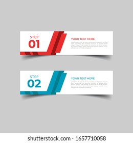 Nuevo diseño simple de plantillas de infografía. Concepto de negocio informativo con 2 opciones, pasos o procesos. Diseño geométrico abstracto para el diseño del flujo de trabajo, diagrama, sitio web, informe anual en azul rojo.