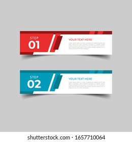 New simple infographics template design. Informational business concept with 2 options, steps, or processes. Abstract geometric design for workflow layout, diagram, website, annual report in red blue.
