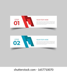 New simple infographics template design. Informational business concept with 2 options, steps, or processes. Abstract geometric design for workflow layout, diagram, website, annual report in red blue.