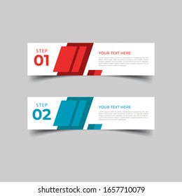 New simple infographics template design. Informational business concept with 2 options, steps, or processes. Abstract geometric design for workflow layout, diagram, website, annual report in red blue.