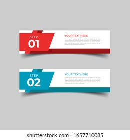 New simple infographics template design. Informational business concept with 2 options, steps, or processes. Abstract geometric design for workflow layout, diagram, website, annual report in red blue.