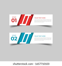 New simple infographics template design. Informational business concept with 2 options, steps, or processes. Abstract geometric design for workflow layout, diagram, website, annual report in red blue.