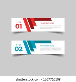 Nuevo diseño simple de plantillas de infografía. Concepto de negocio informativo con 2 opciones, pasos o procesos. Diseño geométrico abstracto para el diseño del flujo de trabajo, diagrama, sitio web, informe anual en azul rojo.