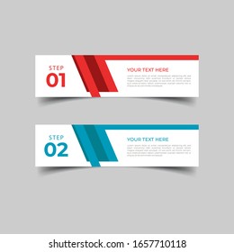 New simple infographics template design. Informational business concept with 2 options, steps, or processes. Abstract geometric design for workflow layout, diagram, website, annual report in red blue.