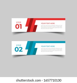 New simple infographics template design. Informational business concept with 2 options, steps, or processes. Abstract geometric design for workflow layout, diagram, website, annual report in red blue.