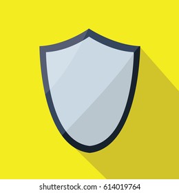 new simple, modern clean shiny, blank & empty silver shield symbol, sign or icon isolated protection logotype Against anti virus vector illustration on flat design style green background. 