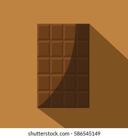 A new simple open chocolate bar vector Without wrapping illustration with shadow on brown flat design background