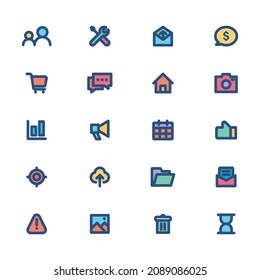 Nuevos iconos simples de contorno. símbolo de elementos de interfaz de usuario moderno, simple, vector, icono para el diseño de sitios web. Ilustración vectorial