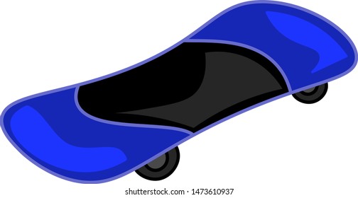 A new skateboard in blue and black color, vector, color drawing or illustration.