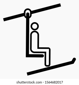 New ski pass ticket black and white icon. Commercial line vector icon for websites and mobile minimalistic flat design.
