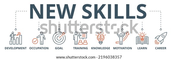 New Skills Banner Web Icon Vector Stock Vector (Royalty Free ...