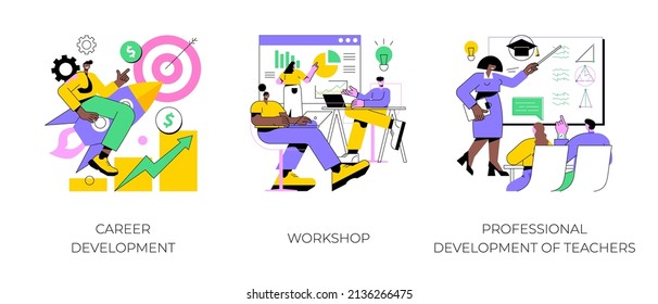 New Skills Gain Abstract Concept Vector Illustration Set. Career Development, Workshop, Professional Development Of Teachers, Conference And Seminar, Career Change, Job Success Abstract Metaphor.