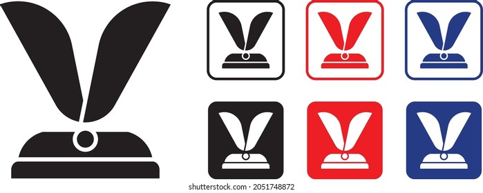 New smart champion's Trophy vector icon. Three main-tone version on black, red and blue background.