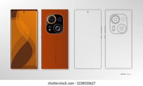 New smart phone with two big camera ilustration background design vector