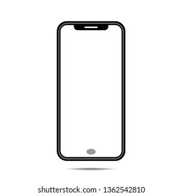 New Smartphone Bezel Less Vector With Blank White Screen Isolated On White Background