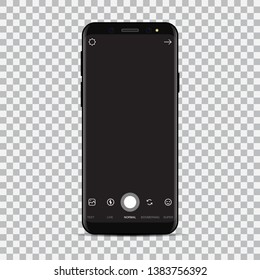 New smartphone with camera application. Vector illustration