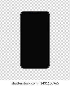 New smartphone design isolated on transparent background. Realistic mobile phone mockup. Vector illustration