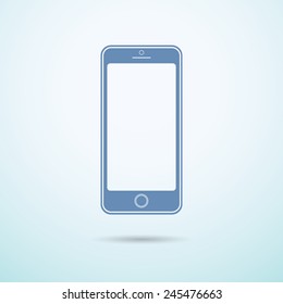 New smart-phone flat icon on blue background.