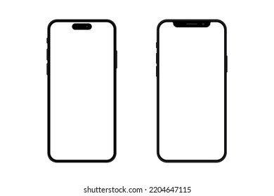 new smartphone mockup 14 and 12, front view with negative space, flat vector illustration