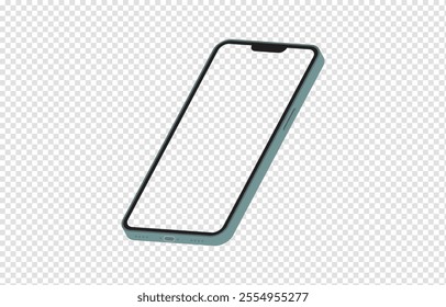 New smartphone mockup on transparent background