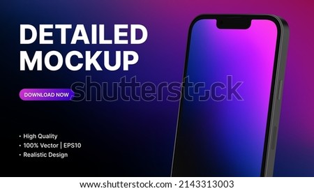 New Smartphone Model Presentation Mockup. High Quality Banner Template. Realistic Device Design. Vector illustration