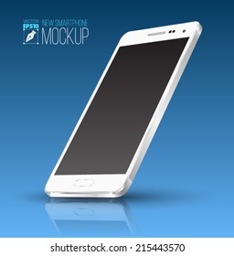 Nueva perspectiva de Smartphone burla realista. Ilustración vectorial.