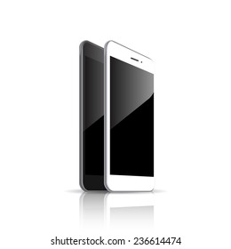 New Smartphone perspective realistic mockup. Vector illustration. Can use for printing, website, apps element. background for  Game and application mockups.