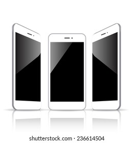 New Smartphone perspective realistic mockup. Vector illustration. Can use for printing, website, apps element. background for  Game and application mockups.